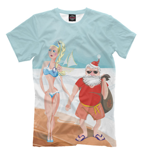 

Футболки Print Bar, Бежевый, Дед Мороз и Снегурочка