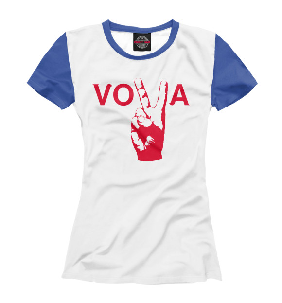 Женская футболка с изображением VOVA цвета Белый