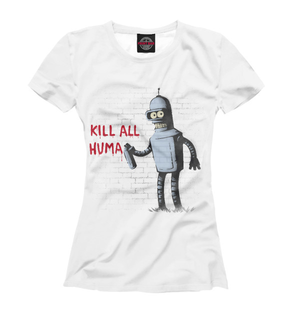 Женская футболка с изображением Бендер цвета Белый