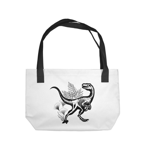 Пляжная сумка с изображением Скелет динозавра цвета 