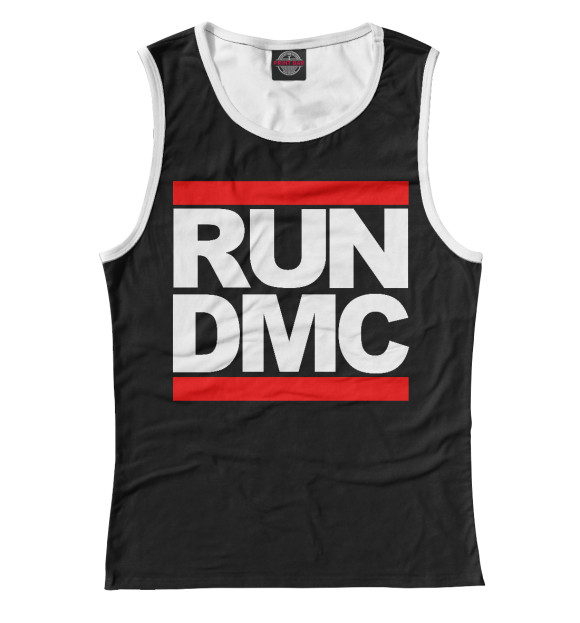 Женская майка с притом Run-D.M.C. цвета Белый Женская майка с изображением Run-D.M.C. цвета Белый