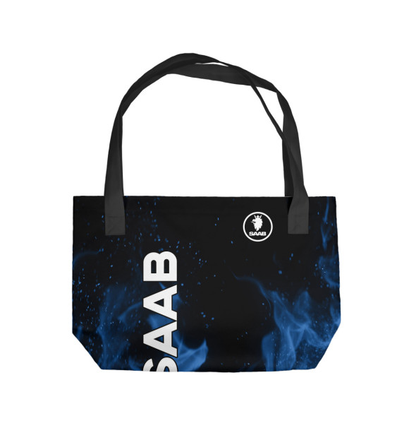 Пляжная сумка с изображением SAAB blue fire цвета 