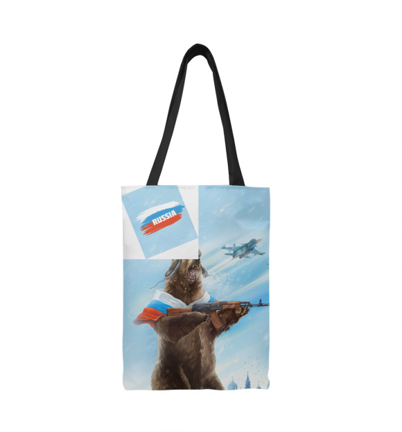 Сумка-шоппер с изображением Русский медведь с калашом цвета 