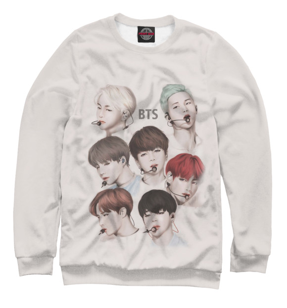 Женский свитшот с изображением BTS цвета Белый