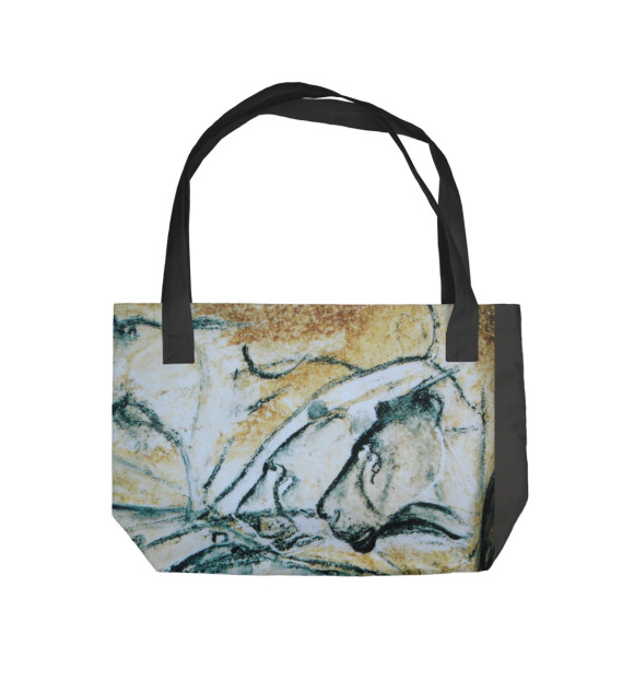 Пляжная сумка с изображением Древний рисунок. Наскальная живопись. Пещера Шове. цвета 