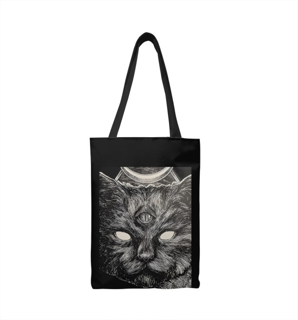 Сумка-шоппер с изображением Черный кот цвета 