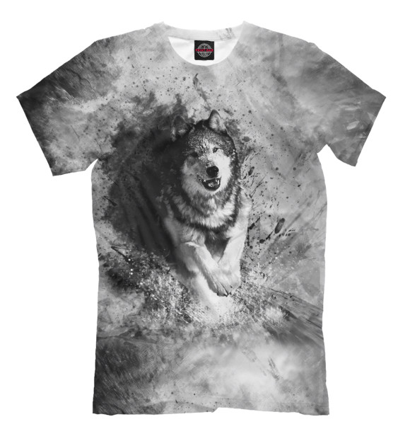 Мужская футболка с изображением Бегущий волк цвета Серый