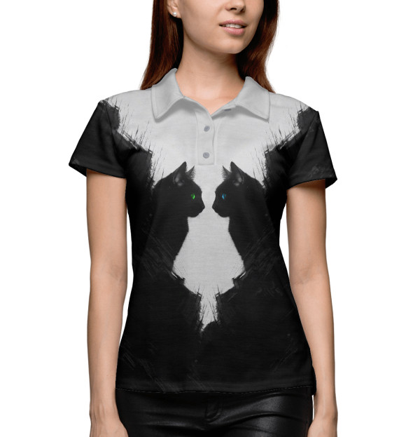 Женское поло с изображением Rorschach Cats цвета Белый