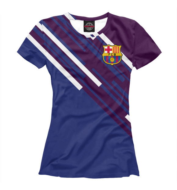 Женская футболка с изображением FC Barcelona lines цвета Белый