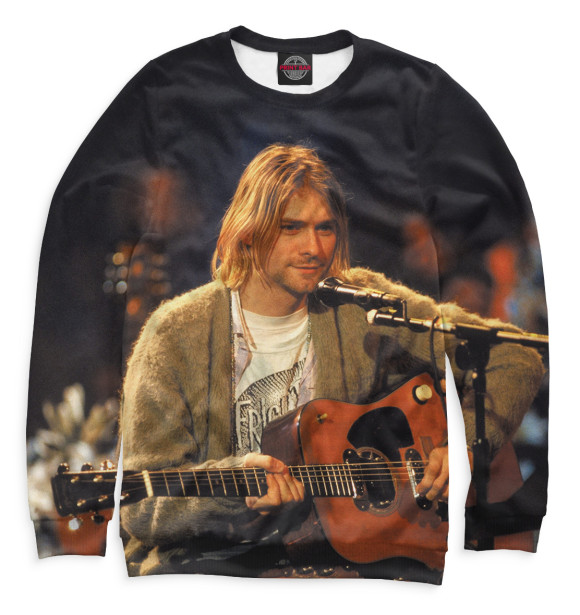 Мужской свитшот с изображением Kurt Cobain цвета Белый