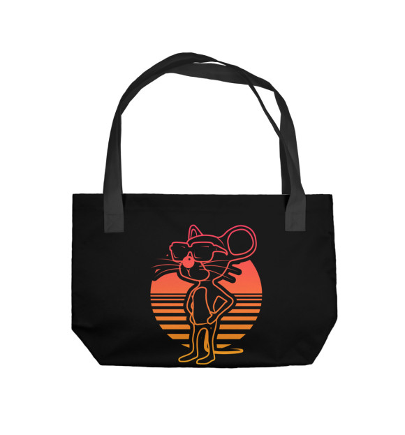 Пляжная сумка с изображением Retrowave мышь цвета 