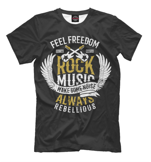 Мужская футболка с изображением Rock Music цвета Белый