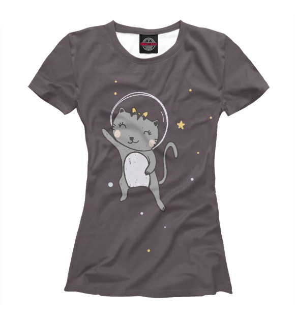 Футболка для девочек с изображением Kосмические котики цвета Белый