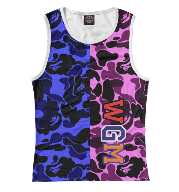 Майка для девочки с изображением Bape Camouflage цвета Белый