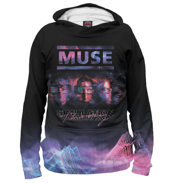 Мужское худи с изображением Cyber Muse цвета Белый