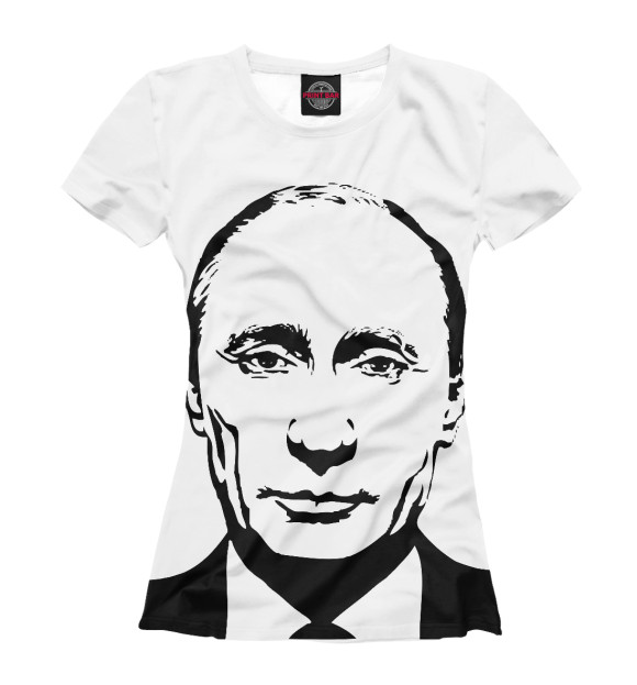 Женская футболка с изображением Путин цвета Белый