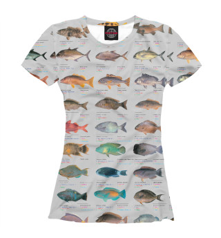 Женская футболка рыбы на удочку