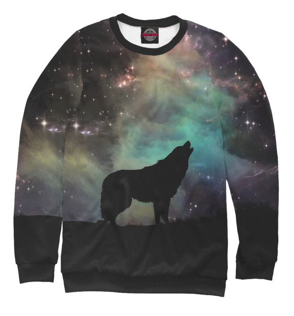 Мужской свитшот с изображением Волк цвета Белый