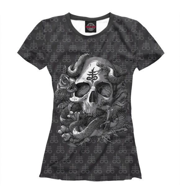 Женская футболка с изображением Satan Skull цвета Белый