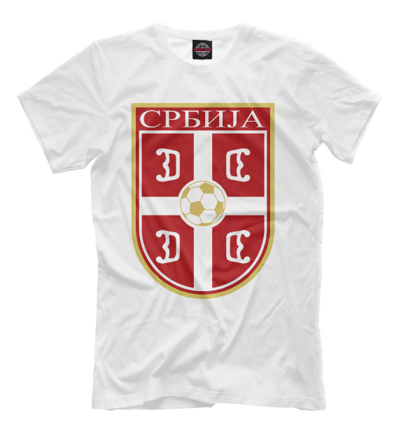 Мужская футболка с изображением Сербия цвета Молочно-белый