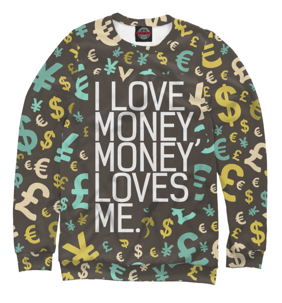 Свитшот для мальчиков с изображением I love money цвета Белый