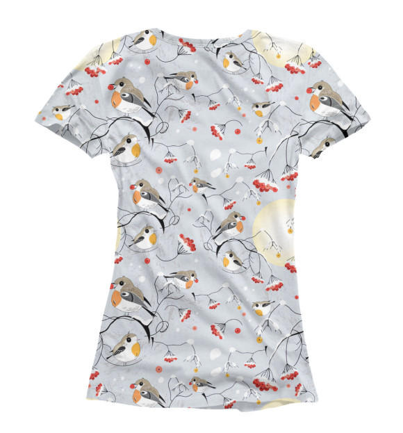 Футболка для девочек с изображением Winter Birds цвета Белый