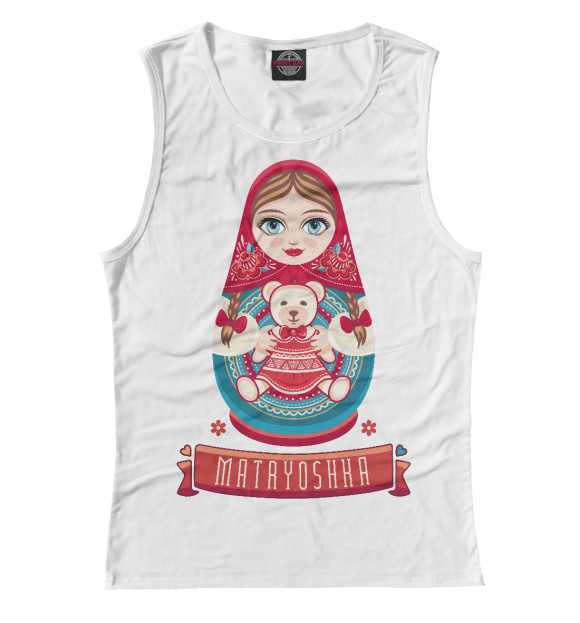 Майка для девочки с изображением Матрешка цвета Белый