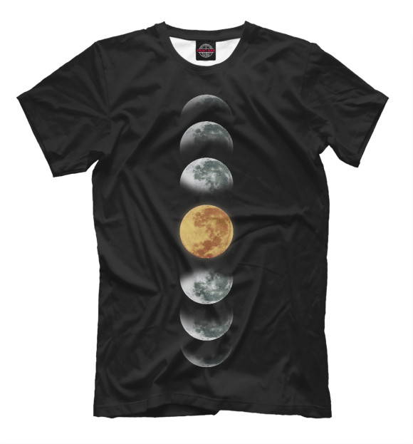 Мужская футболка с изображением Фазы лун цвета Черный