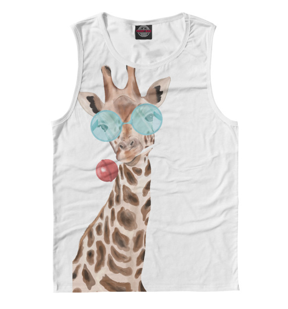 Майка для мальчика с притом Жираф цвета Белый Майка для мальчика с изображением Жираф цвета Белый