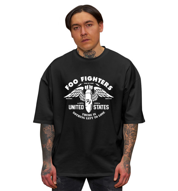 Мужская футболка оверсайз с изображением Foo Fighters цвета Черный