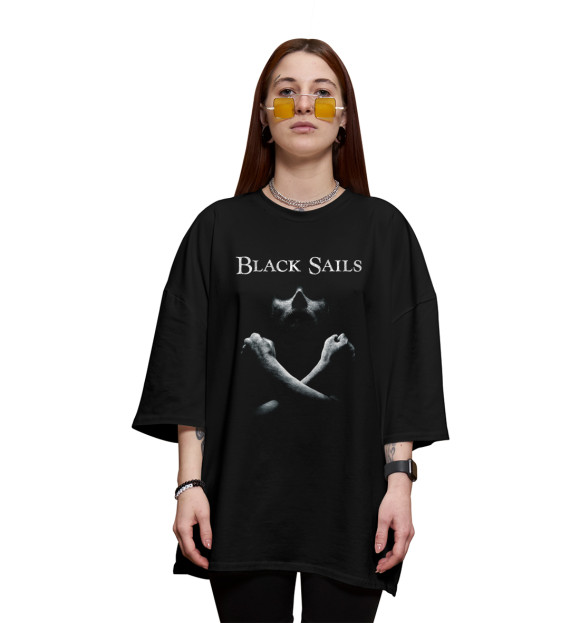 Женская футболка оверсайз с изображением Black sails цвета Черный