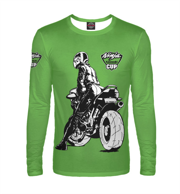 Мужской лонгслив с изображением Kawasaki Ninja cup цвета Белый
