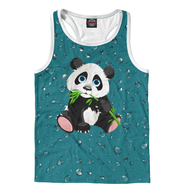 Мужская майка-борцовка с изображением панда цвета Белый