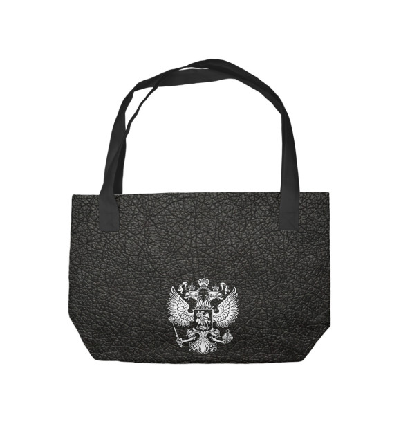 Пляжная сумка с изображением Герб на черной коже цвета 