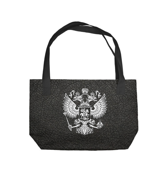 Пляжная сумка с изображением Герб на черной коже цвета 