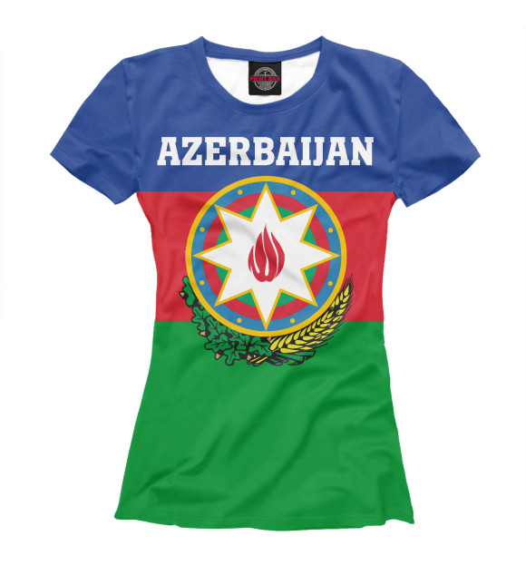 Женская футболка с изображением Azerbaijan цвета Белый