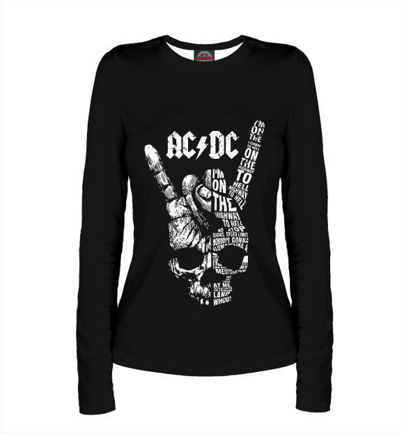 Женский лонгслив с изображением AC/DC цвета Белый