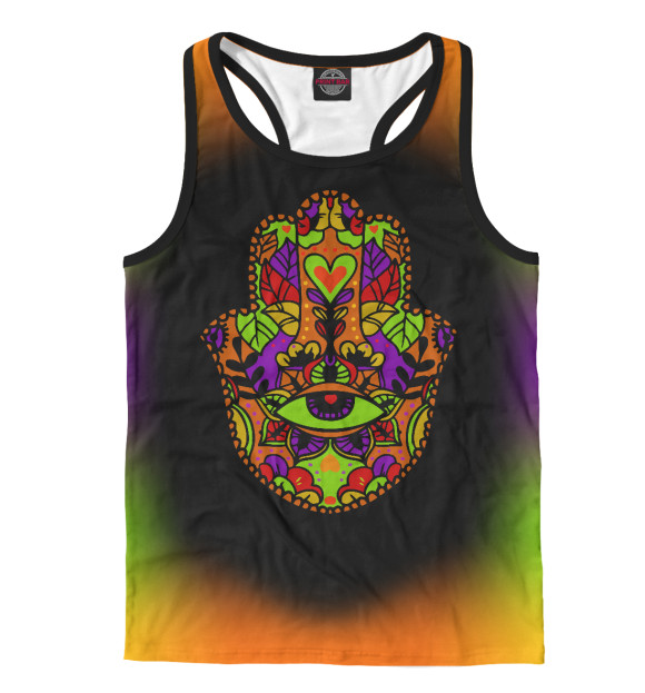 Мужская майка-борцовка с изображением Слон цвета Белый