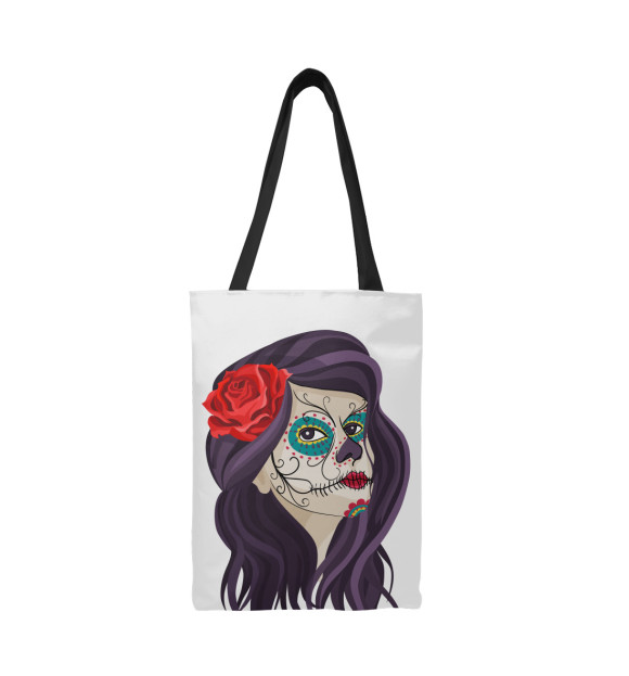 Сумка-шоппер с изображением Мексиканский череп девушки цвета 
