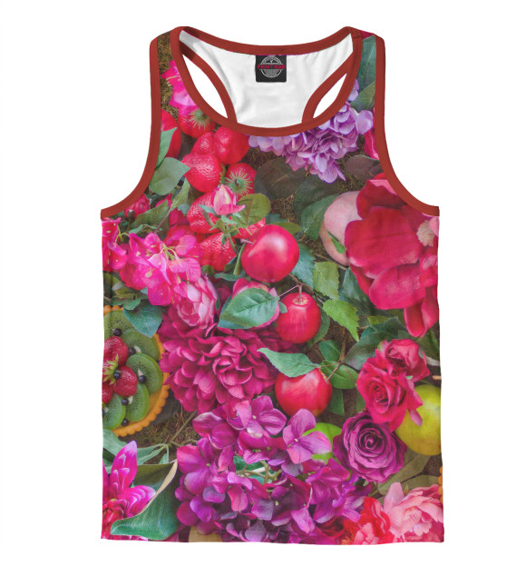 Мужская майка-борцовка с изображением Садовый микс цвета Белый