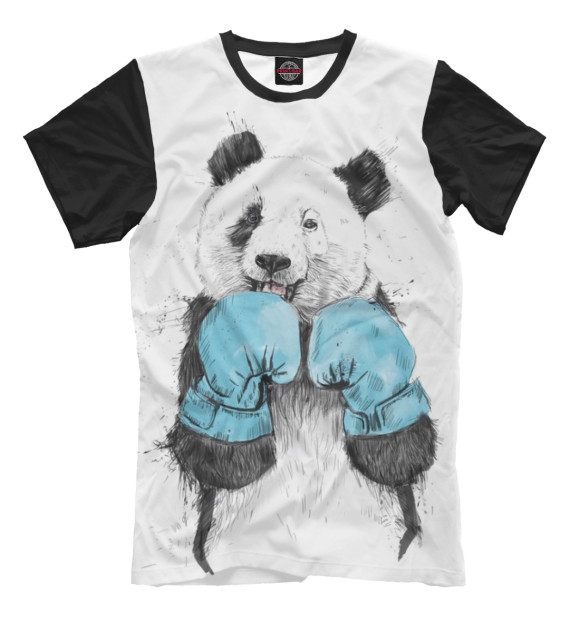 Мужская футболка с изображением Панда боксер цвета Молочно-белый