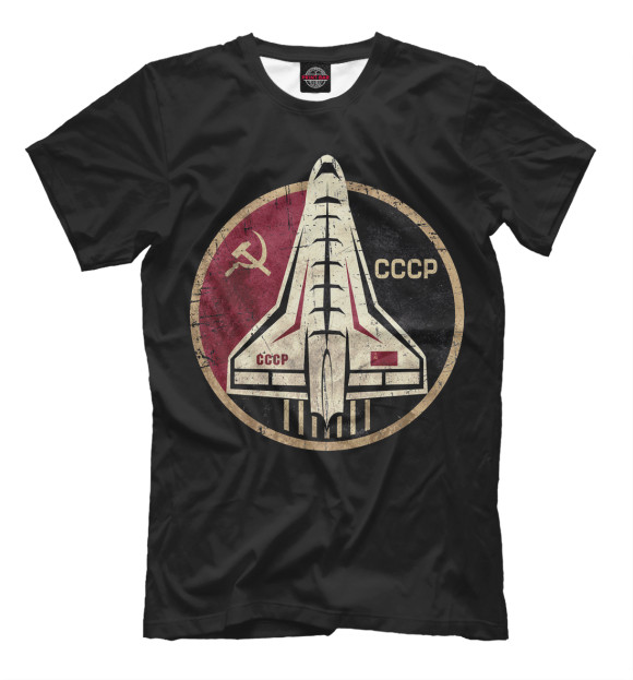 Мужская футболка с изображением СССР Космос цвета Черный