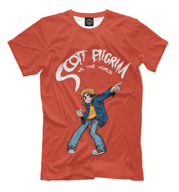 Мужская футболка с изображением Scott Pilgrim vs The world цвета Светло-коричневый