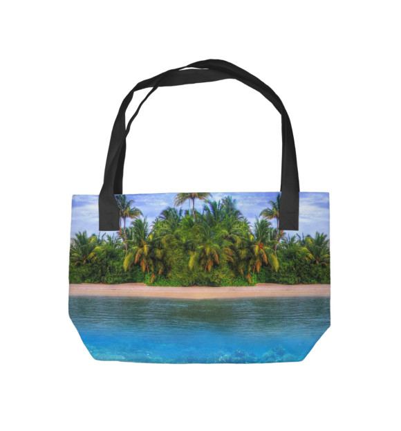 Пляжная сумка с изображением Тропический остров цвета 