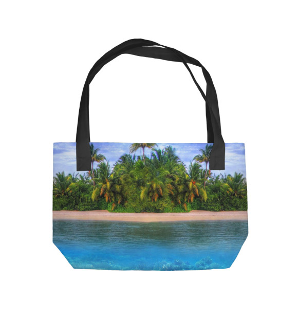 Пляжная сумка с изображением Тропический остров цвета 