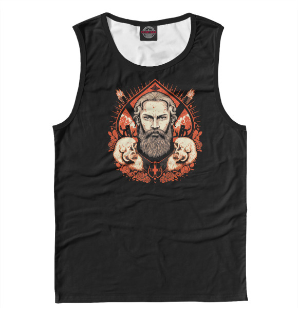 Мужская майка с изображением Богатырь цвета Белый