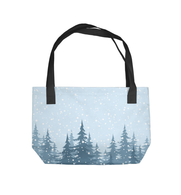 Пляжная сумка с изображением Зимний ельник цвета 