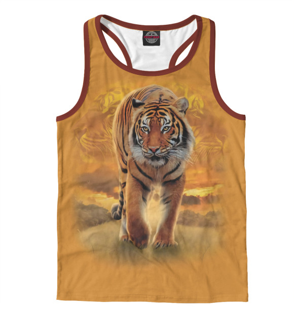 Мужская майка-борцовка с изображением Тигр цвета Белый