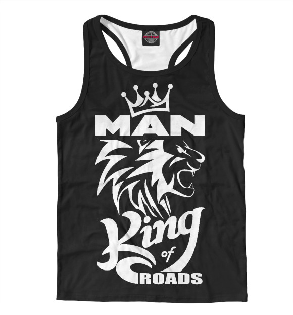 Мужская майка-борцовка с изображением MAN - king of roads цвета Белый