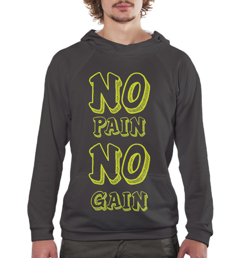 

Худи Print Bar, Белый, No Pain No Gain
